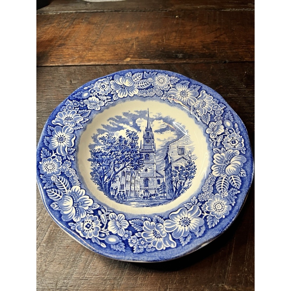 Staffordshire Liberty Blue Rimmed Soup Bowls